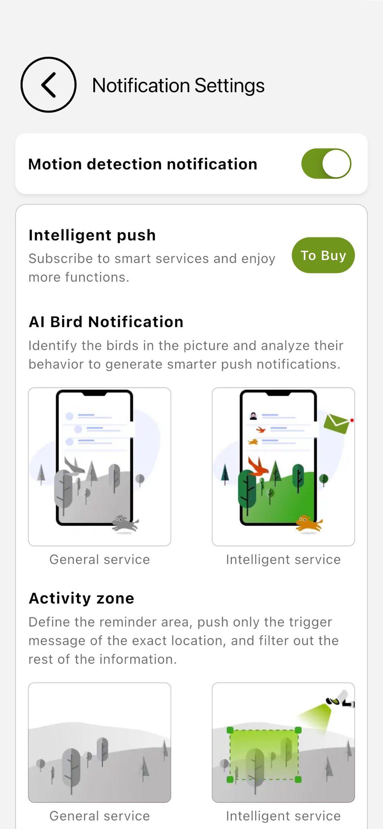 Birdnee notification settings