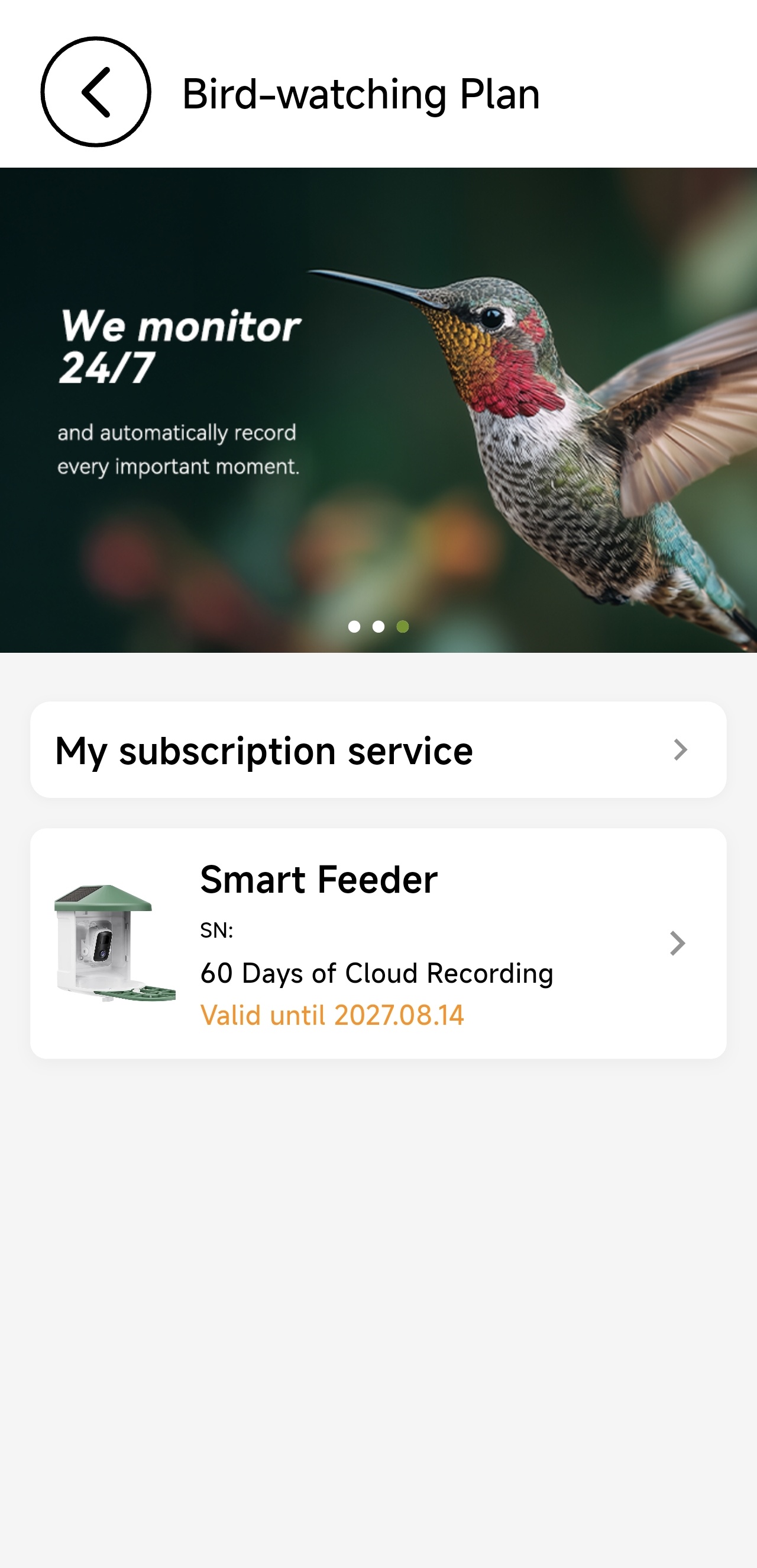 Bird-watching plan and cloud recording
