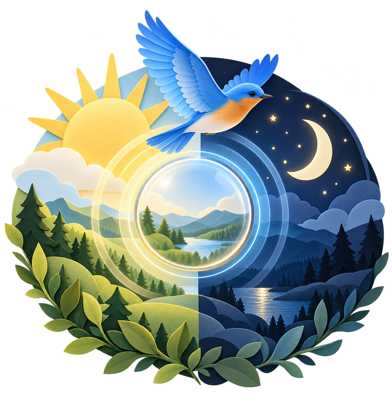 Illustration of live HD bird feeder viewing day and night