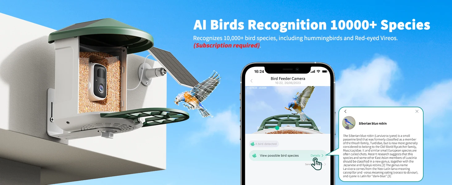 BF12S AI bird recognition for more than 10,000 species with phone viewing